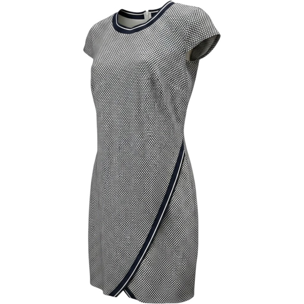 Tommy Hilfiger‎ Navy White Nautical Honeycomb Knit Faux Wrap Sheath Dress Size 8